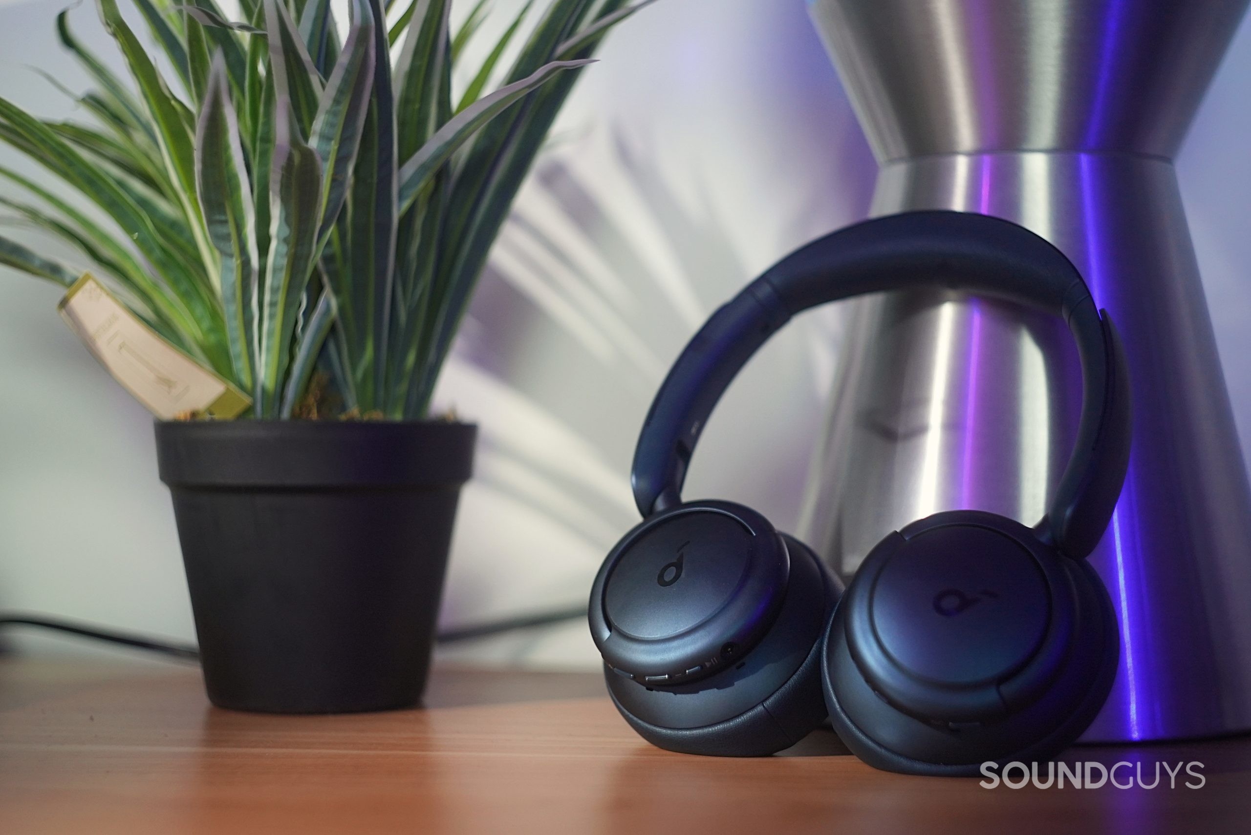 Anker Soundcore Life Q35 resting against metal Anker Soundcore Life Q35 resting against metal
