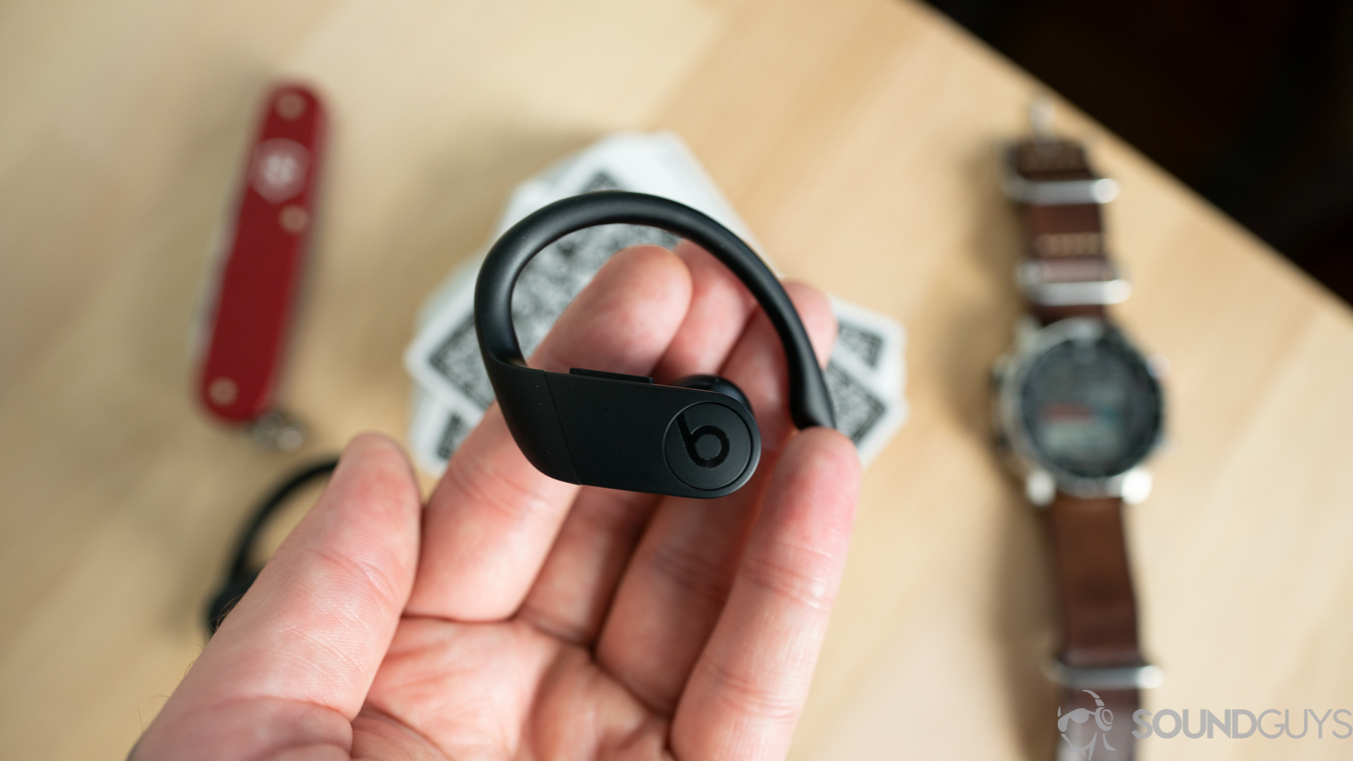 Beats Powerbeats Pro-6 A photo of the Beats Powerbeats Pro in hand.