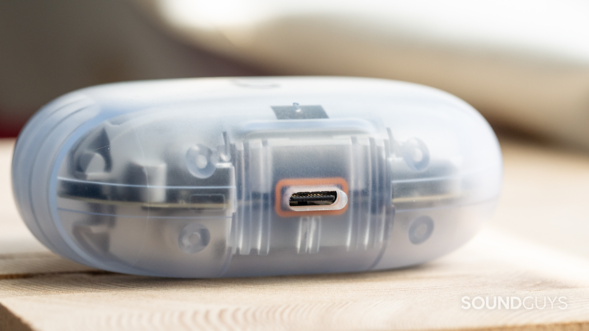beats-studio-buds-plus-charge-port A photo of the Beats Studio Buds Plus and its USB-C charge port.