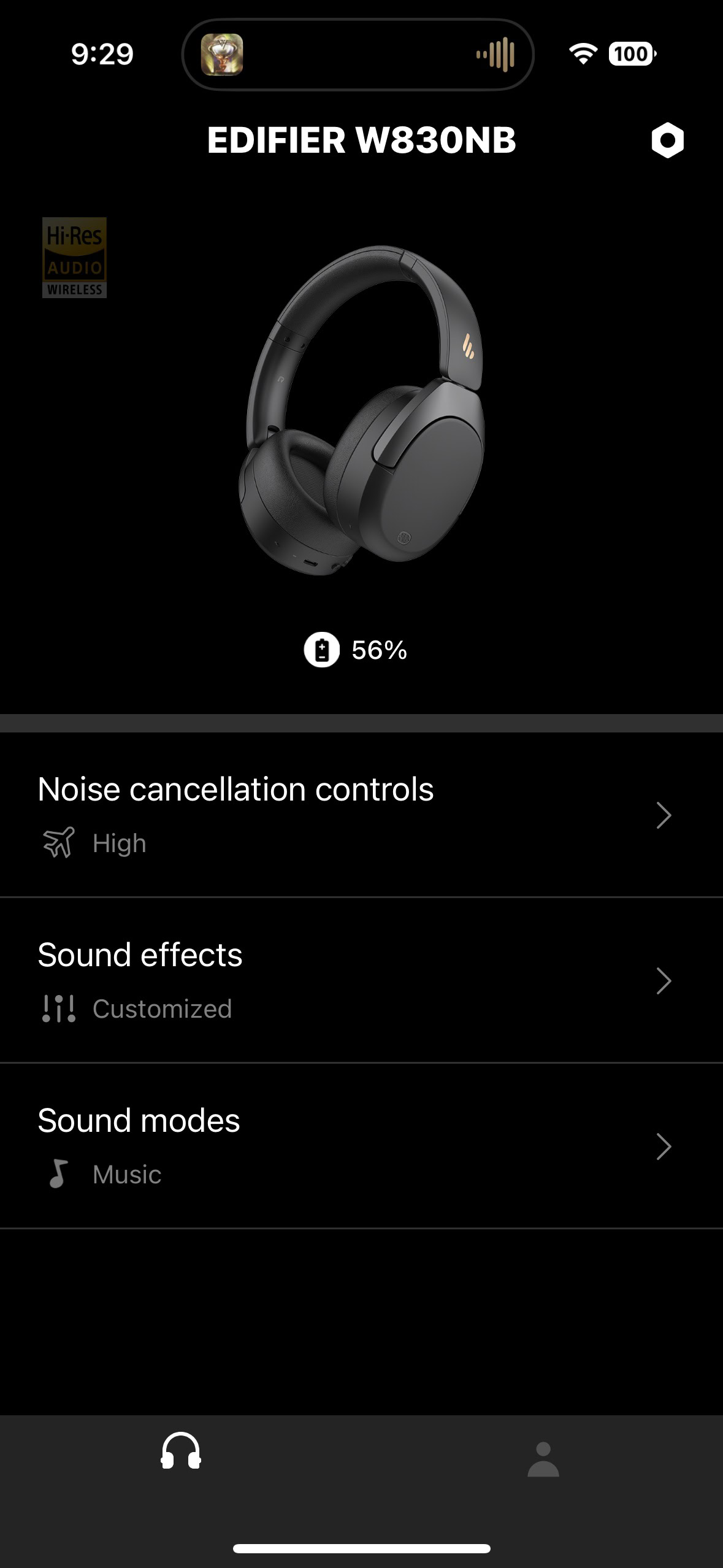 Screenshot of the Edifier ConneX app.