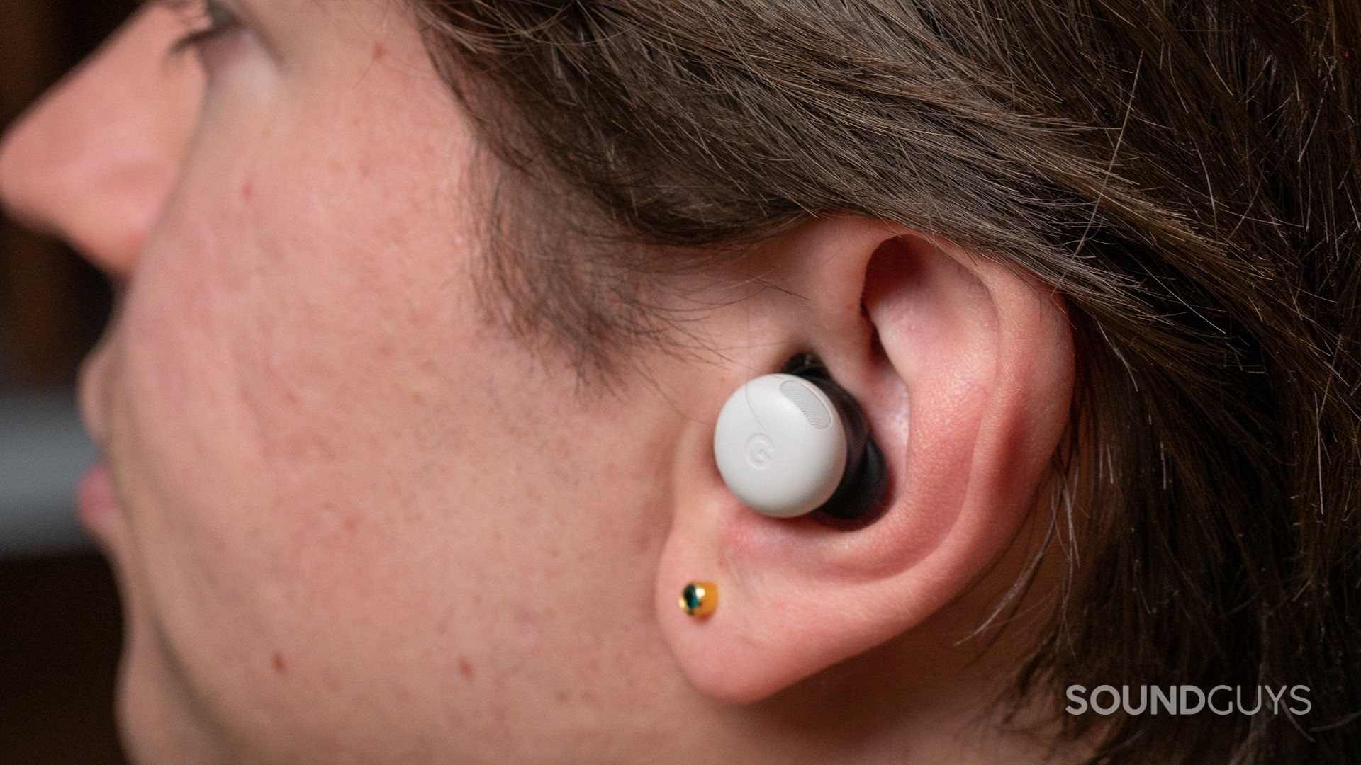 google-pixel-buds-pro-2-wear The Google Pixel Buds Pro 2 in someone's ear.