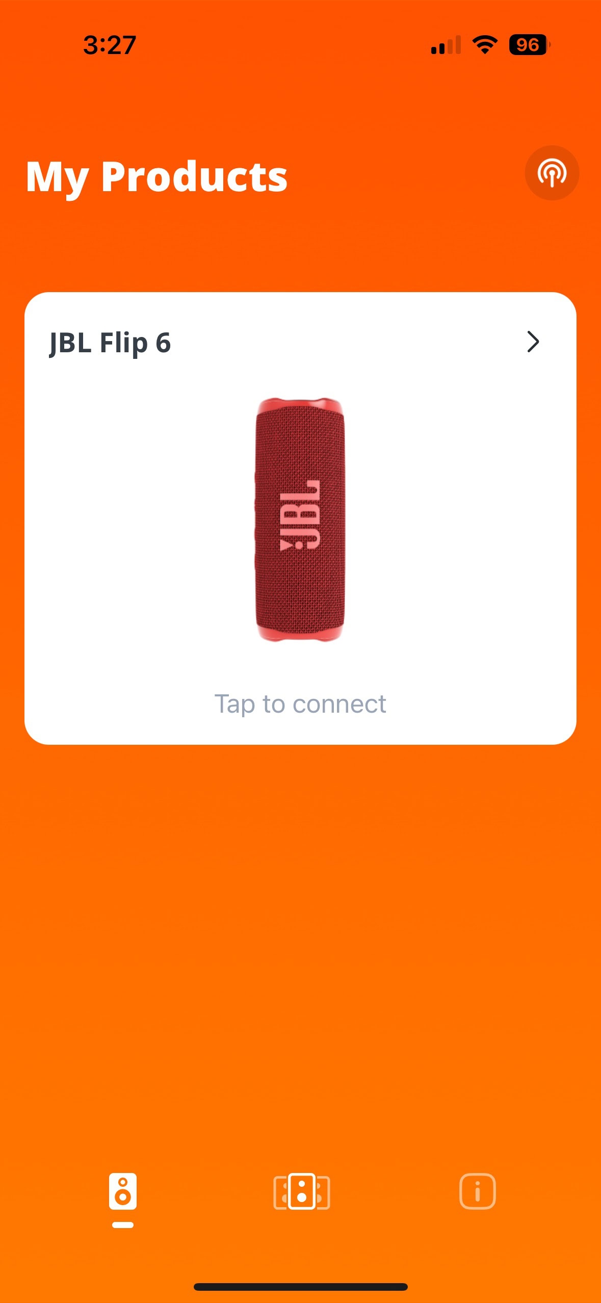 Screen shot of the JBL Portable app while connected to the Flip 6