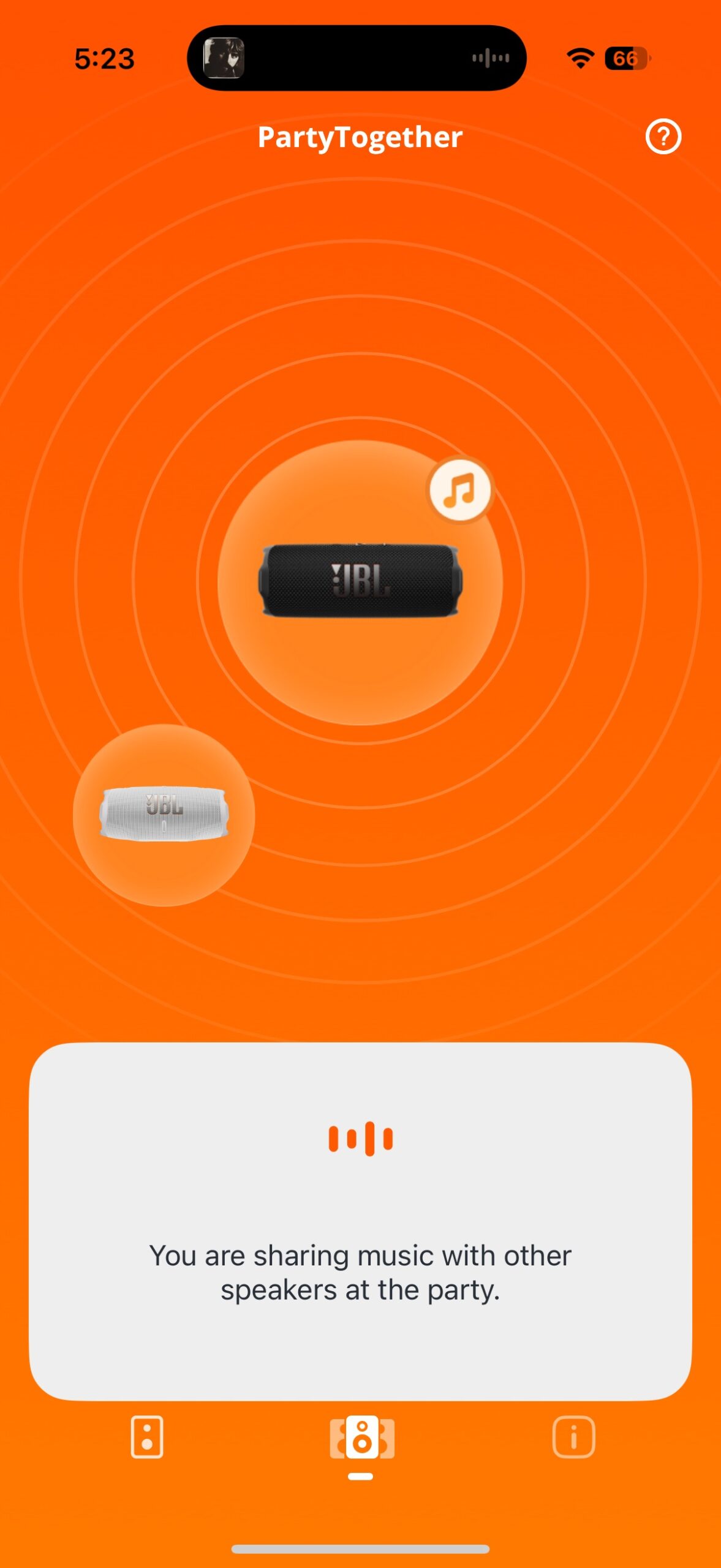 Screenshot of the JBL Portable app while connected to Flip 7.