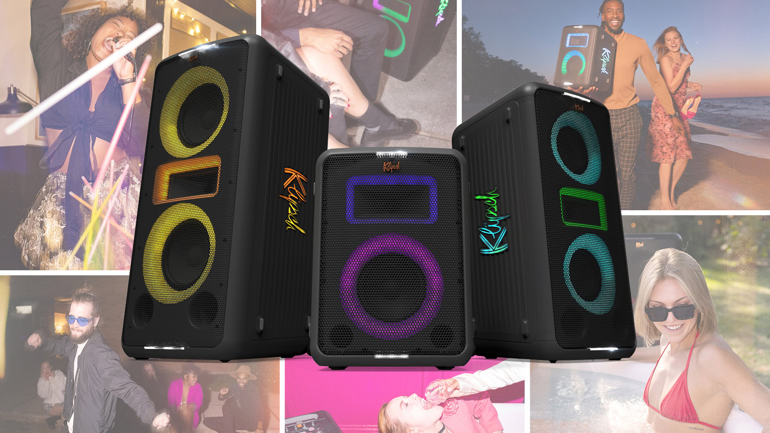 Klipsch party speakers lifestyle The Klipsch party speaker lineup.